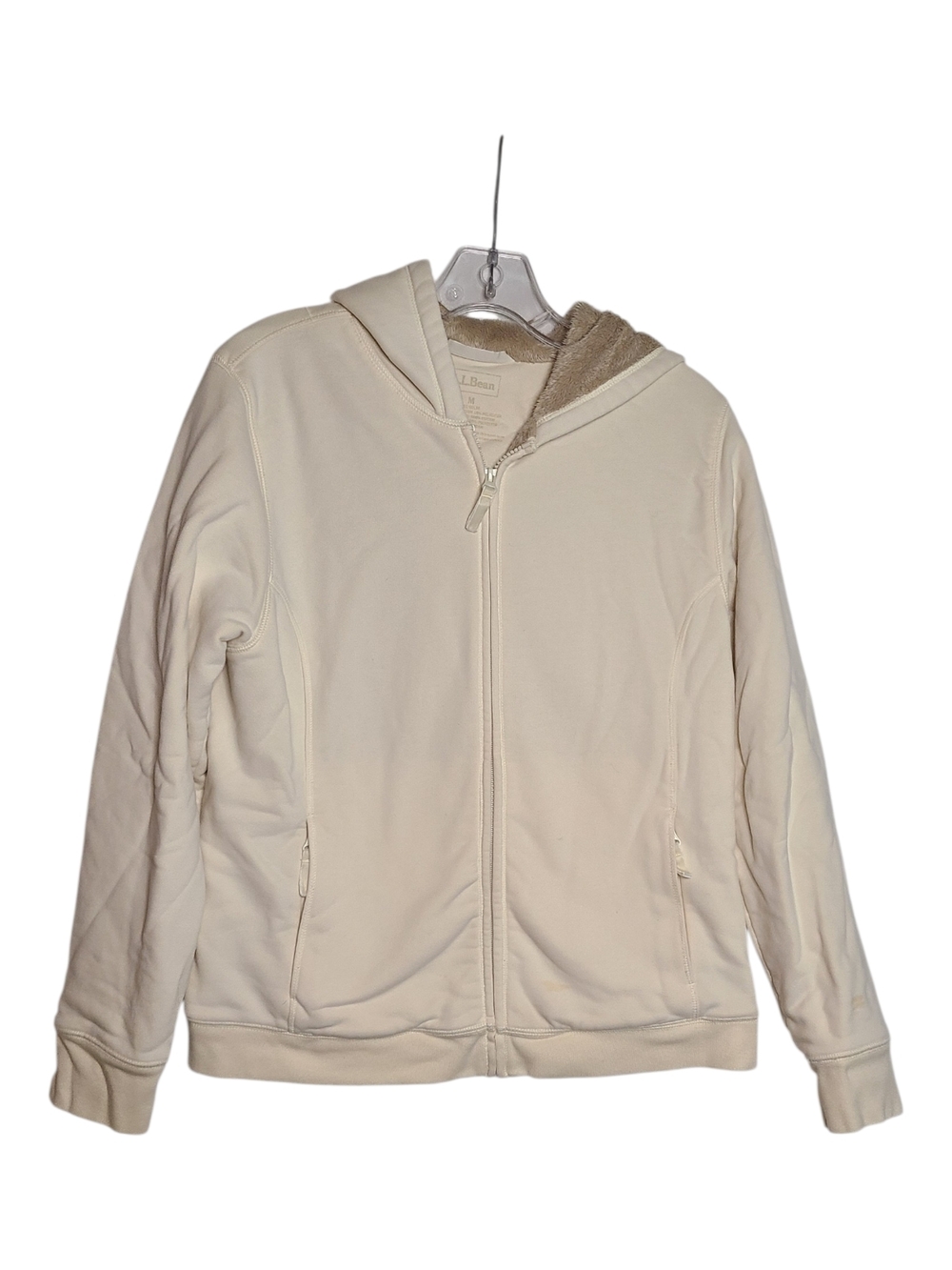 L.L. Bean Cream Sherpa Lined Full Zip Hoodie Jacket Women's Medium M Cozy
